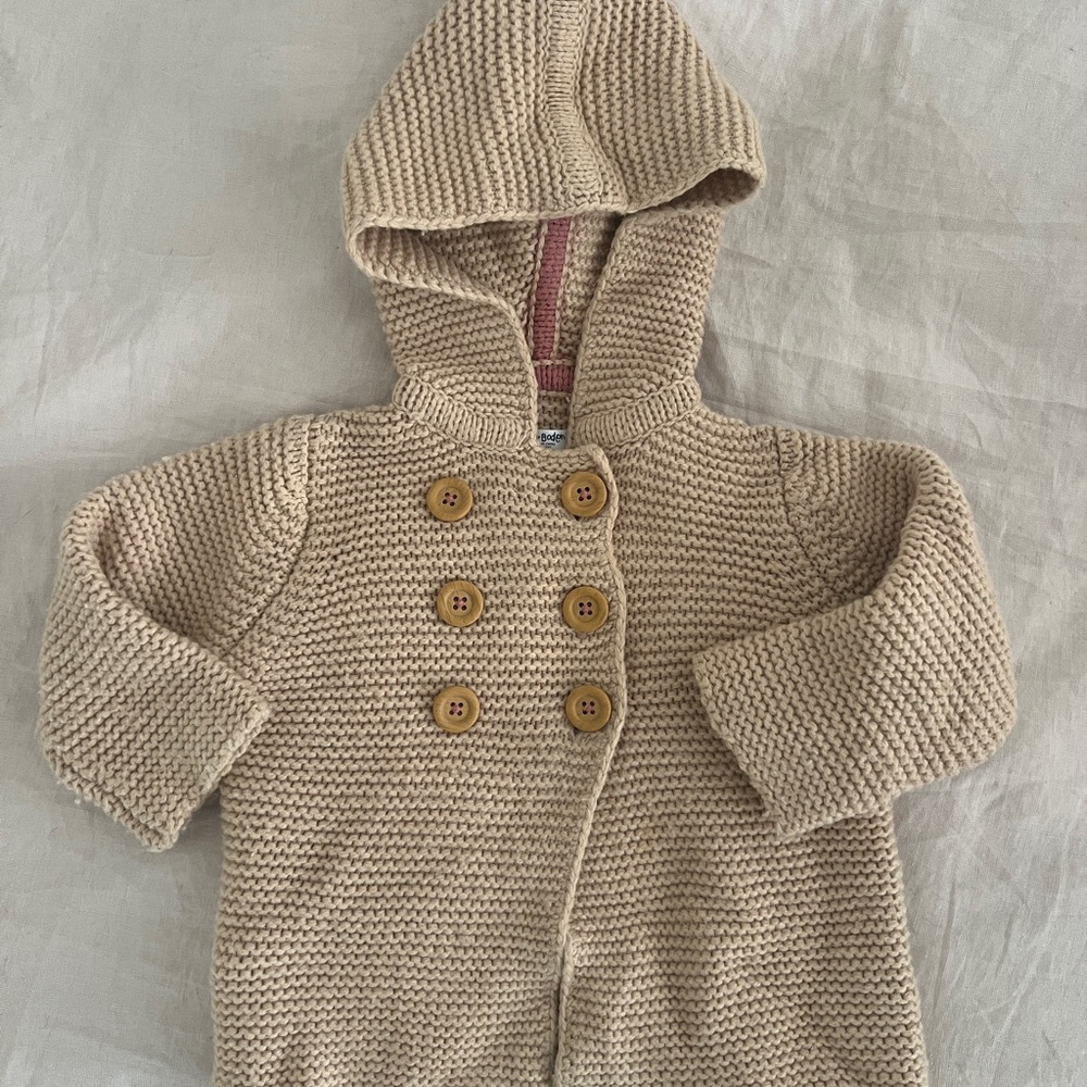 Baby Boden Cream Tan Neutral Knit Cardigan Jacket sz6-12mths
